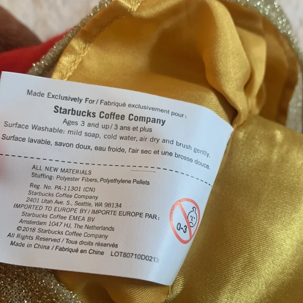 Starbucks 2018 Bearista Bear Gold Skirt Red Shirt Teddy Bear EUC
